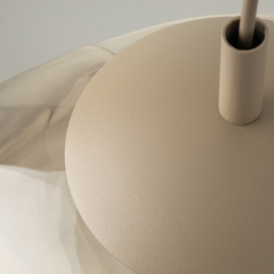 lampadario sfera di vetro cognac trasparente a sospensione design moderno